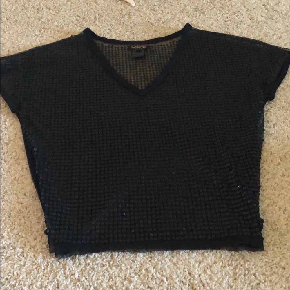 Cool edgy La Rok sequin rocker top